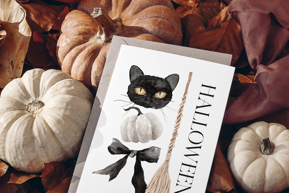 Watercolor Clipart-ELEGANT HALLOWEEN, a Decorative Illustration by Beigetime (Photo 4 of 10)