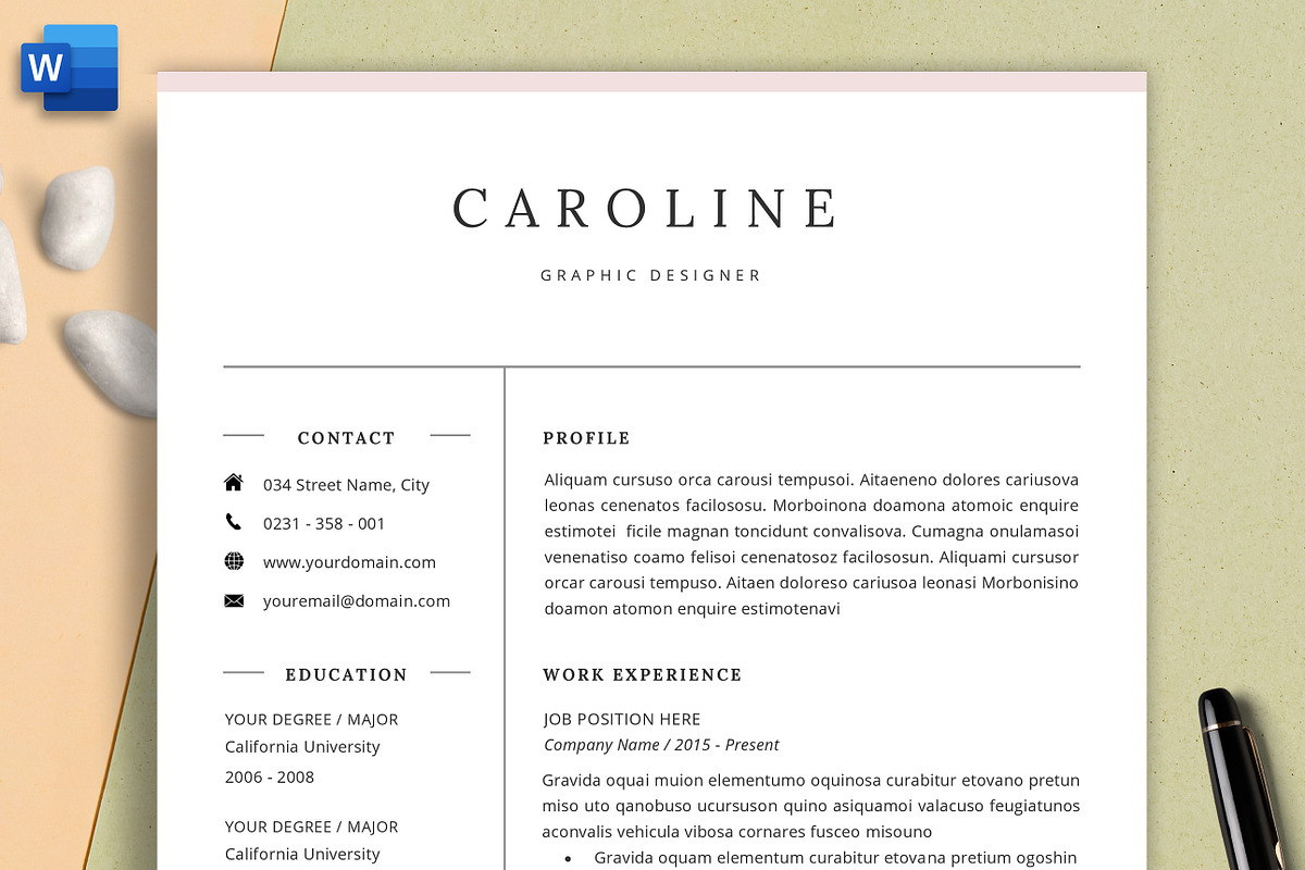 Professional Resume CV Template DOCX, a Resume Template by GResume (Photo 1 of 10)