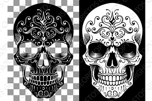 Skull Abstract Pattern Tattoo Design, an Illustration by Christos Georghiou