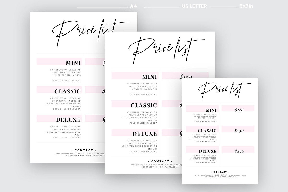 Photography Price List Template, a Stationery Template by Amit Debnath (Photo 5 of 6)