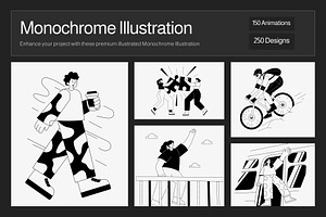 Monochrome Illustration Bundle, a Person Illustration by Vectors Market