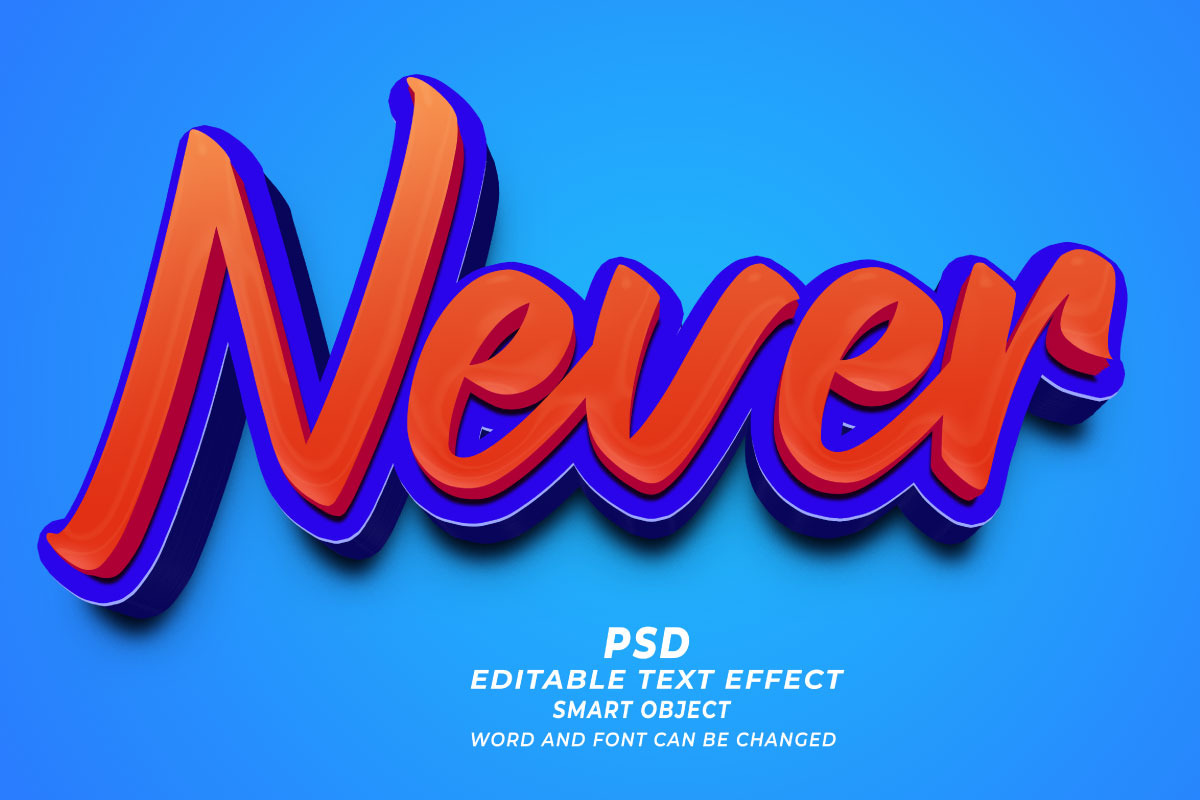 Never PSD 3d Editable Text, a Layer Style Add-On by TrueVector