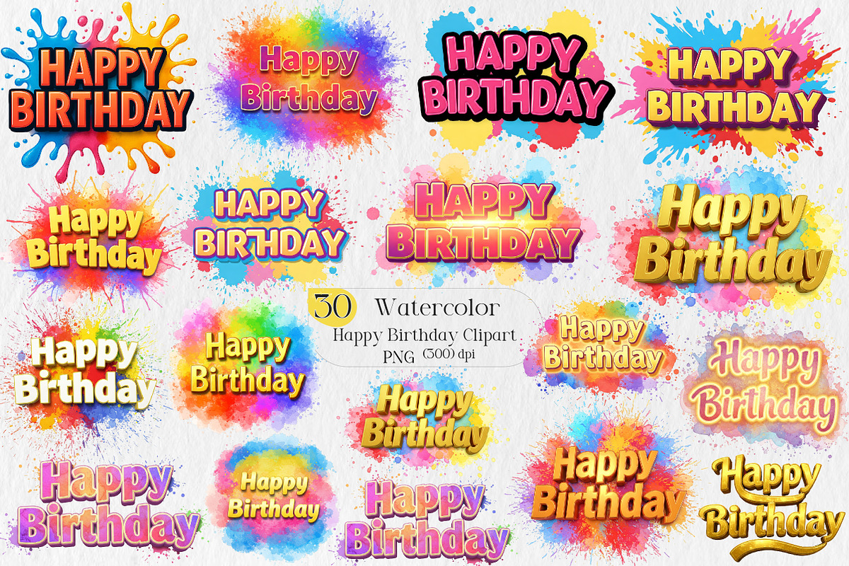 Happy Birthday Sublimation Bundle, an Illustration by Creative Art (Photo 1 of 9)