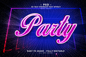 Party 3D Editable Psd Text Effect, a Layer Style Add-On by Md Jahidul99