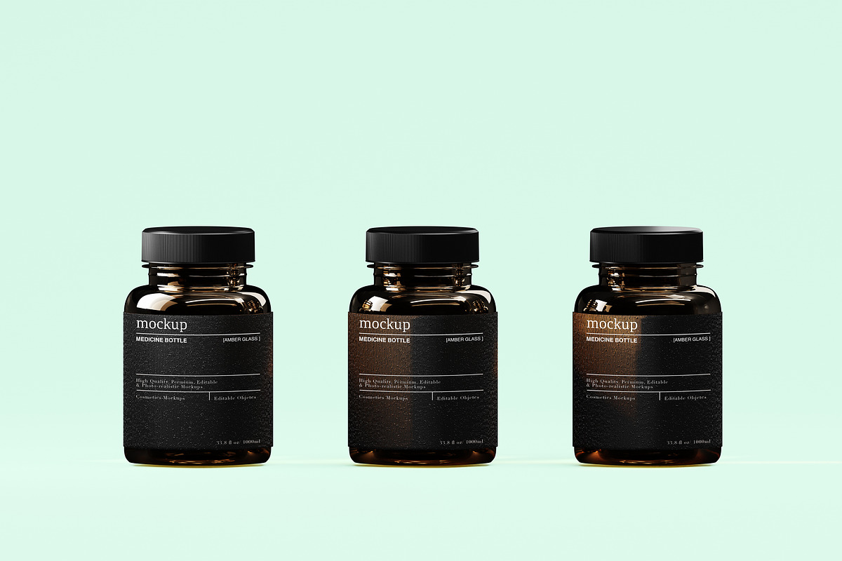 Amber – Medicine Bottle Mockups Trio, a Product Mockup by Zumrod (Photo 4 of 8)