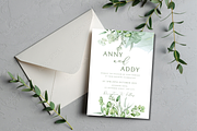 Green Leafy Wedding Invitation Card., an Invitation Template by TheSimplySereneShop (Thumbnail 3 of 7)