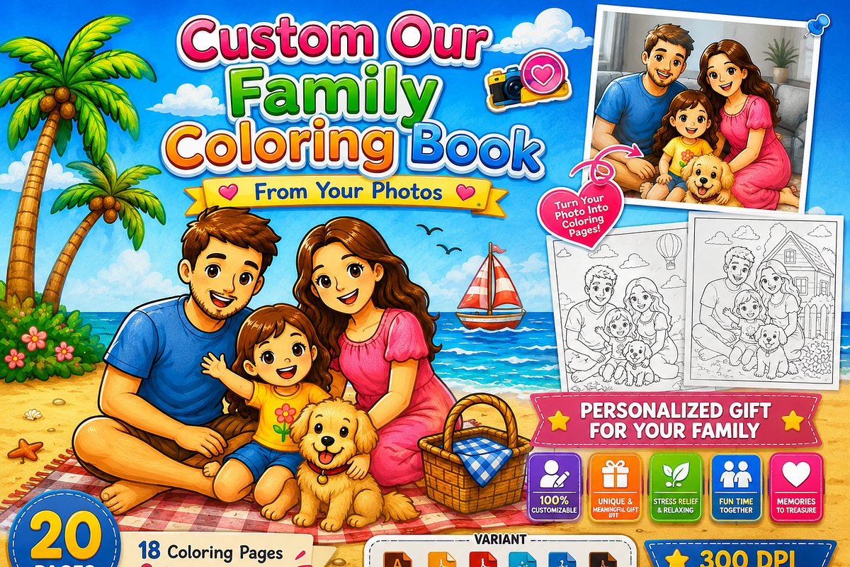 Custom Our Family Coloring Book, an Education Illustration by Design Zone (Photo 3 of 5)