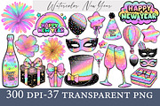 Watercolor New year clipart, an Illustration by Designworld (Thumbnail 1 of 6)