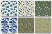 Blue Green Vintage Florals Pattern, a Pattern Graphic by DreamCafeArt (Thumbnail 3 of 7)