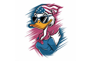 Cool Cartoon Duck With Sunglasses