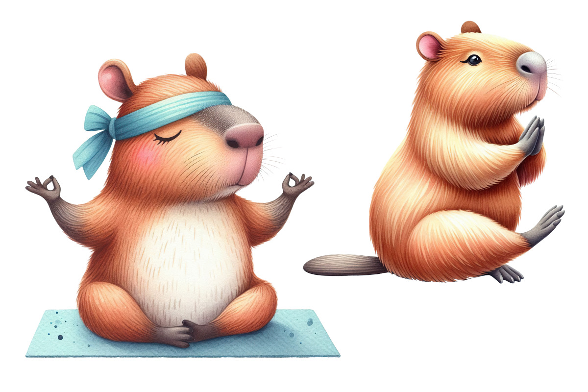 Capybaras yoga PNG collection, an Animal Illustration by Whimsy Brush Studio (Photo 4 of 9)