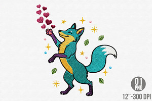 Fox Hearts Valentine Clipart, an Illustration by Designking