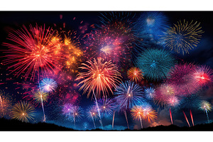 pyrotechnics holiday fireworks ai, a Holiday Photo by pikepicture