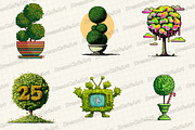 Christmas Topiary Trees Clipart, an Illustration by DreamCafeArt (Thumbnail 3 of 6)