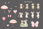 Teddy bear Baby girl Bunny Rainbow, an Animal Illustration by Solo Art Original (Thumbnail 3 of 8)