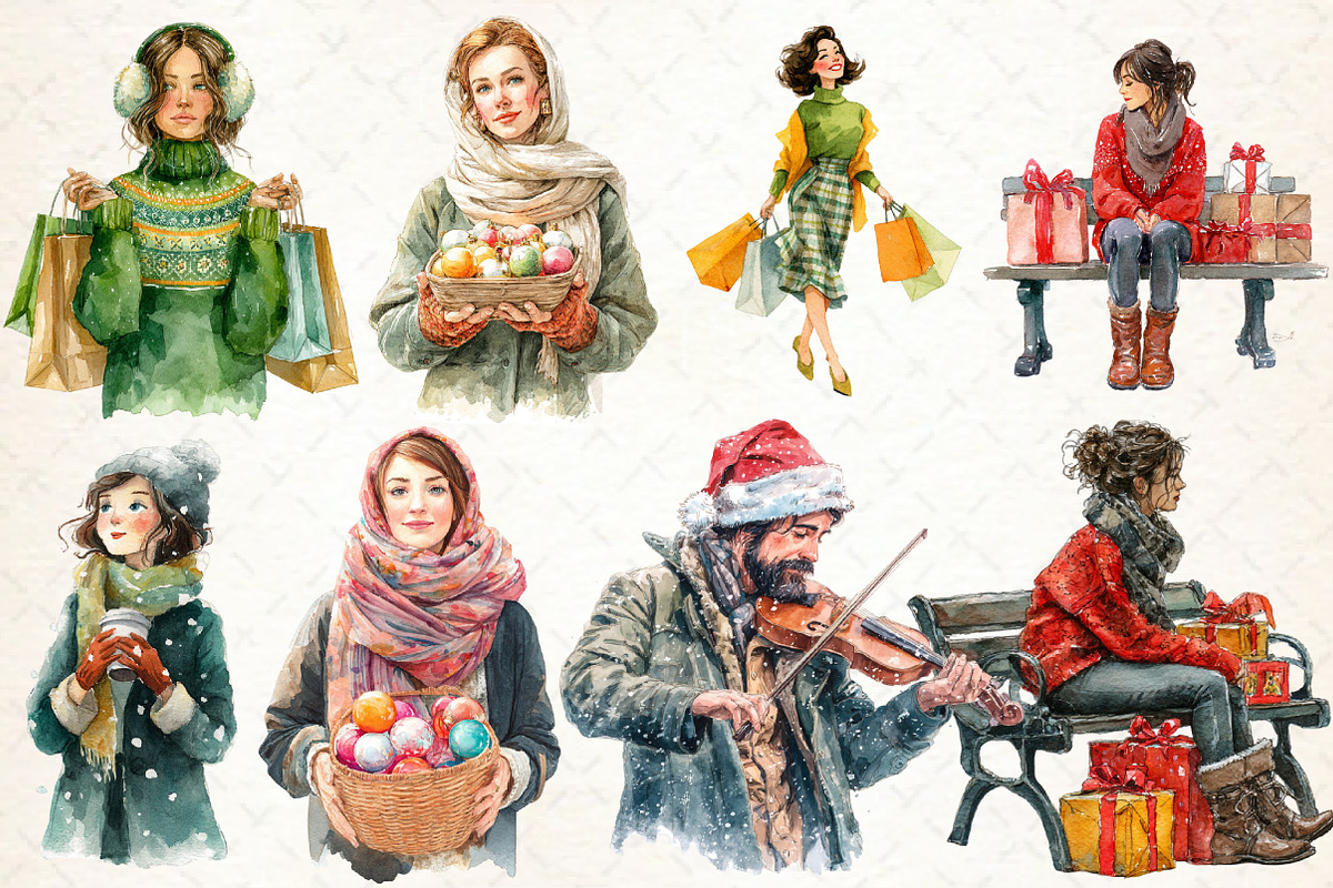Watercolor Christmas Market Clipart, an Illustration by Libby Wishes (Photo 6 of 9)
