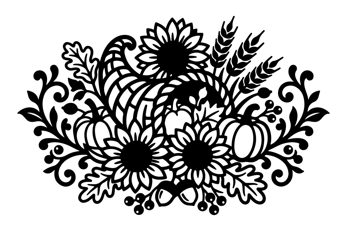 Elegant Floral Pumpkin Cornucopia, an Object Graphic by Gfx_Store (Photo 4 of 16)