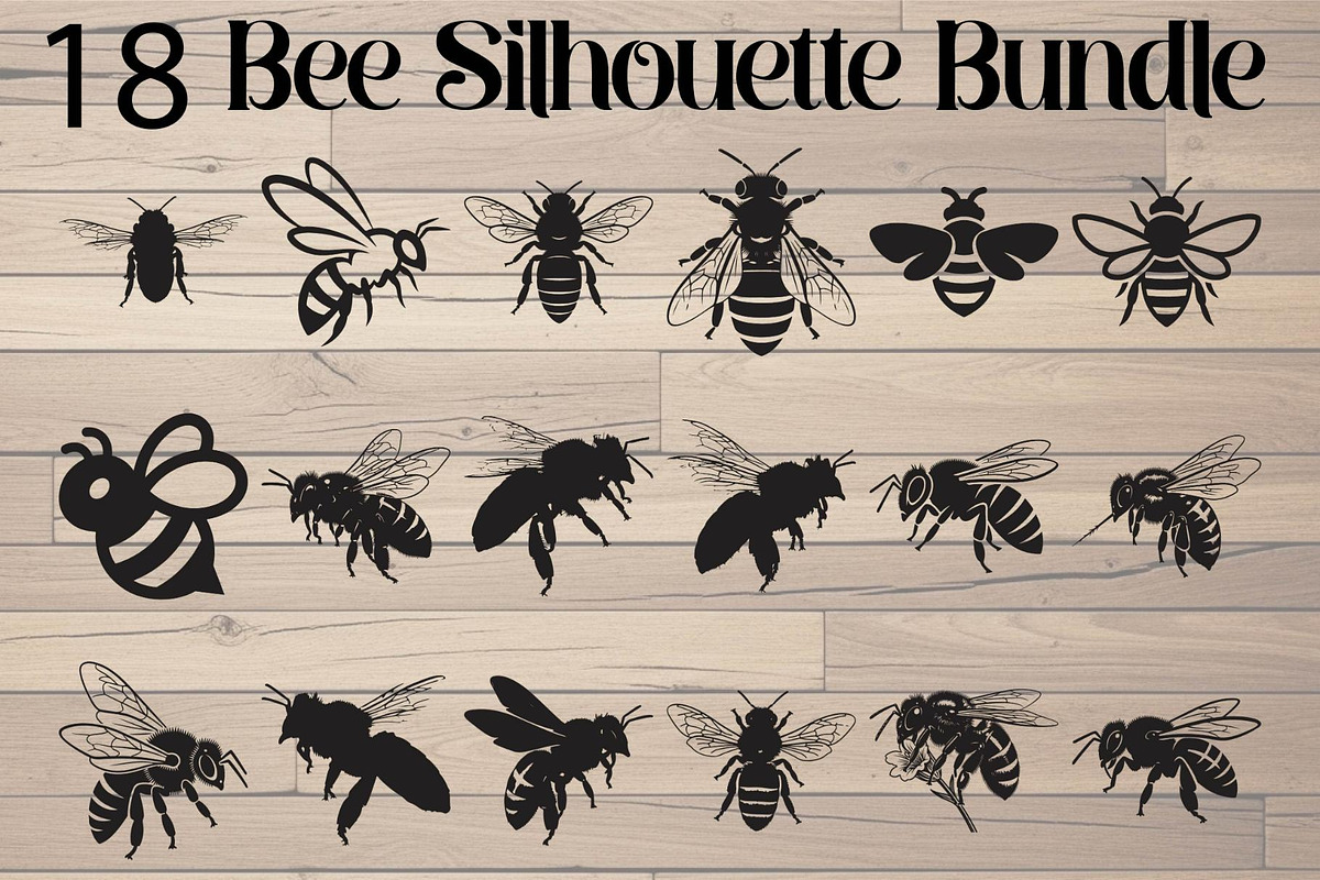 Bee Silhouette Bundle, a Background Graphic by Creativeshirt (Photo 1 of 18)