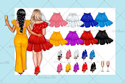 Best friends clipart, Soul sisters, a Person Illustration by DekoArt (Thumbnail 5 of 9)