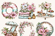 Orchid Beach Summer Clipart, a Seasonal Illustration by BusyDaydesign (Thumbnail 3 of 9)