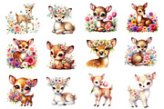 Cute Deer Spring Clipart Bundle, an Illustration by Dream Creation (Thumbnail 3 of 5)