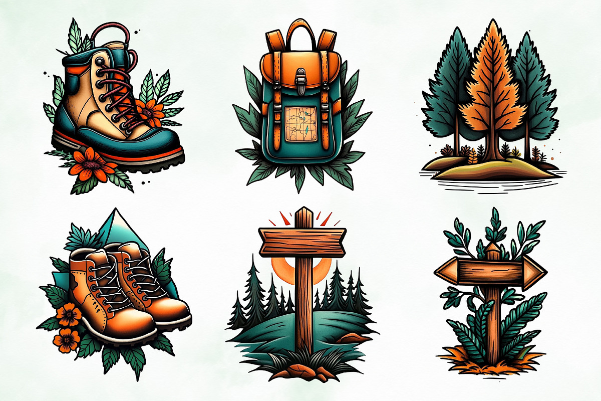 Summer Camping & Hiking Clipart, a Seasonal Illustration by Creative Art (Photo 2 of 8)