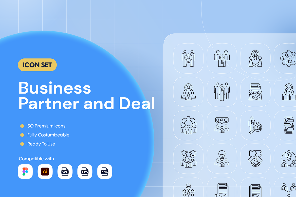 Business Partner and Deal Icon Set, an Outline Icon by Nathaya Studio (Photo 1 of 2)