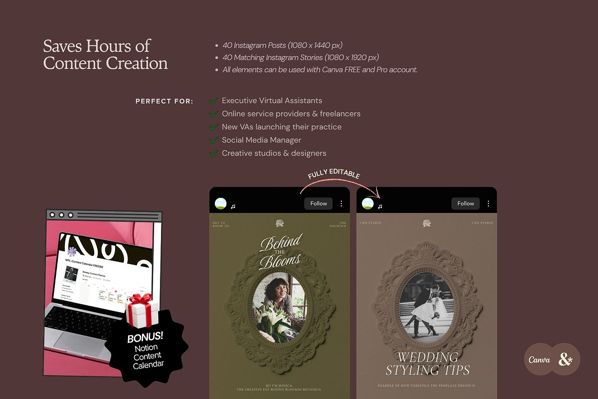 Romantic Florist Instagram Template, a Social Media Template by And Done Studio (Photo 7 of 8)