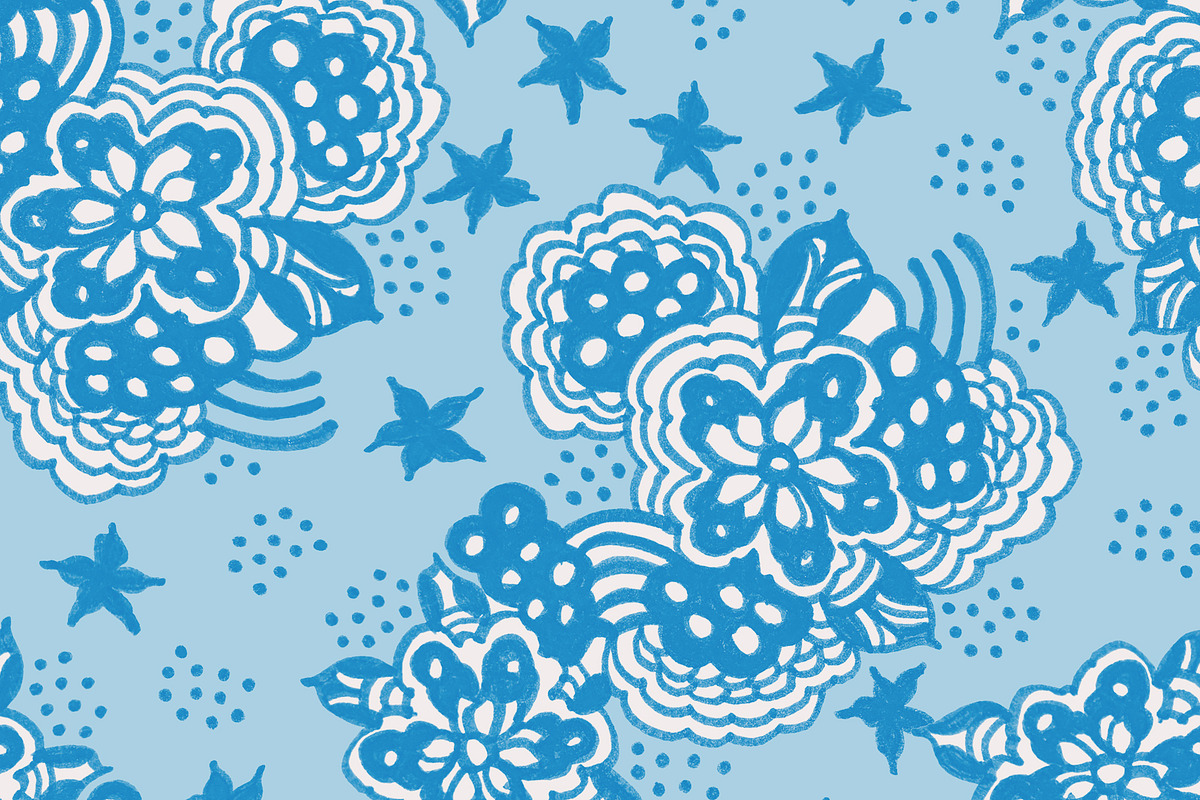 Hand Drawn Floral in Blue, a Pattern Graphic by Sharon Schwalbe (Photo 5 of 5)