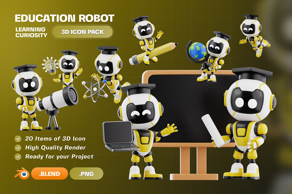 Education Robot 3D Icon Pack, an Object 3D Model by Haps Space (Photo 1 of 4)