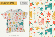 Floral Cats Seamless Patterns, a Pattern Graphic by Irina Ostapenko (Thumbnail 1 of 4)