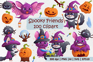 Halloween cute characters. Vector, an Animal Illustration by VaraNa Art