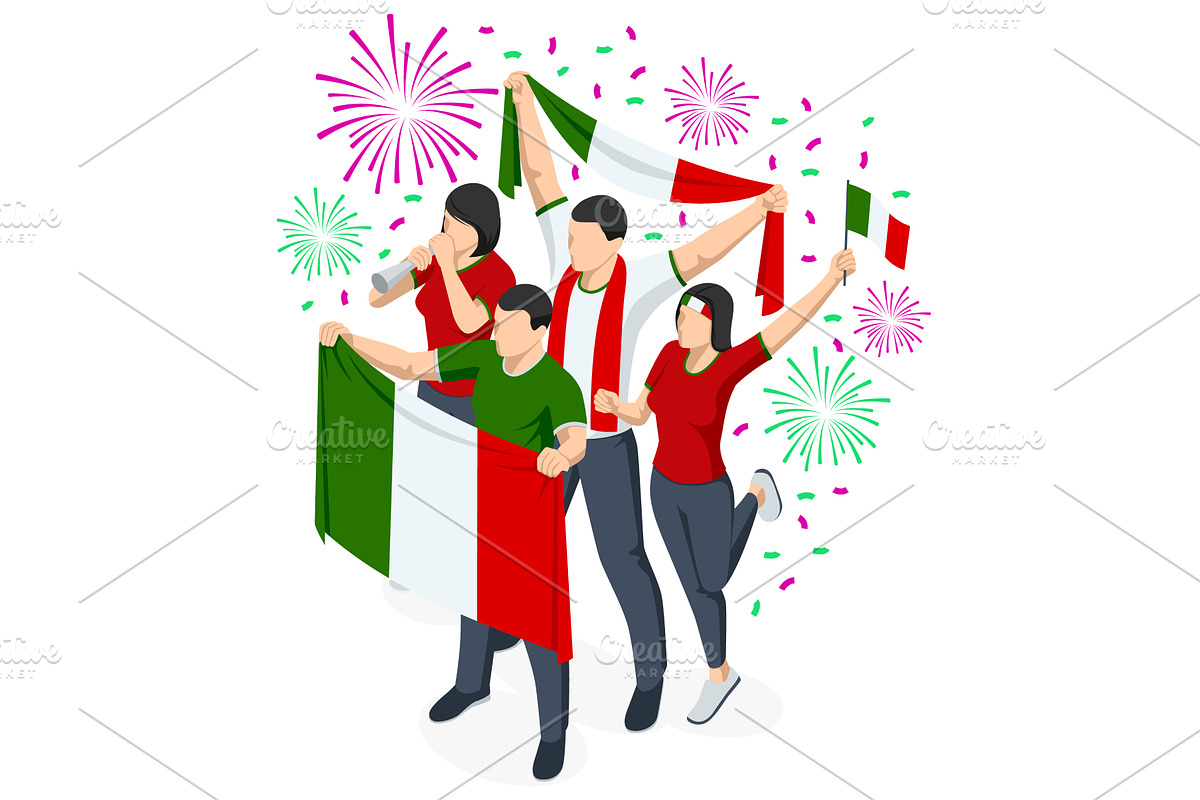 Isometric Italian football fans, a Sport Illustration by Golden Sikorka