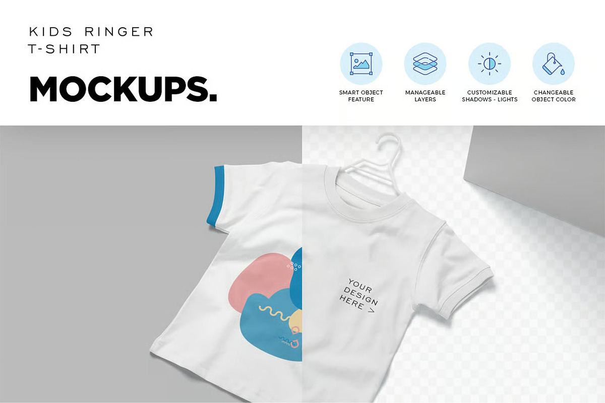 Kids Ringer Tshirt Mockups, a Shirt Mockup by megostudi0 (Photo 5 of 7)