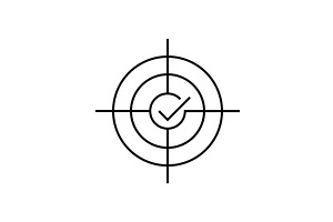 Check mark inside target line icon, an Outline Icon by Saggitarius