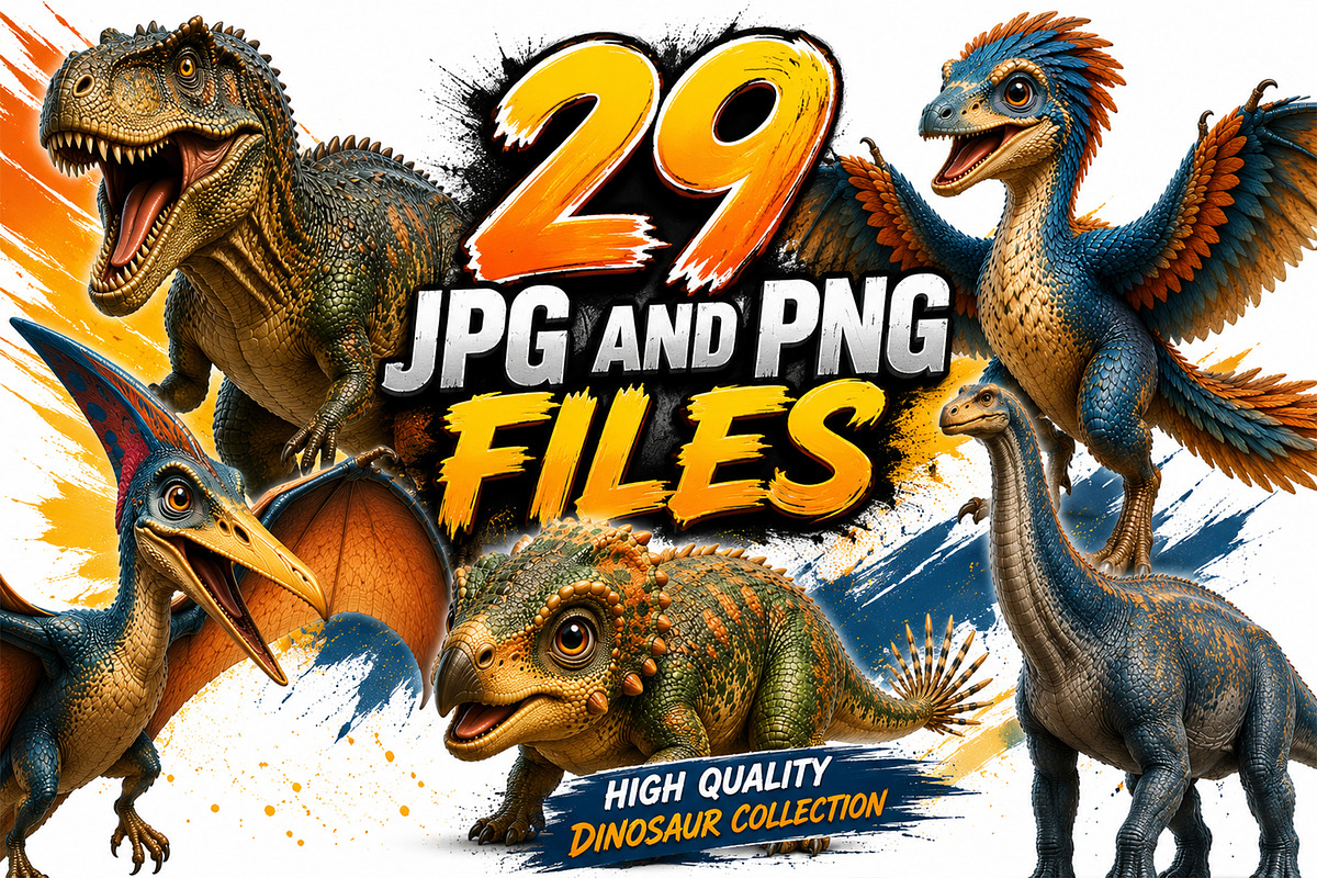 29 Colorful Dinosaur Clipart Bundle, an Animal Illustration by Hamza067 (Photo 2 of 3)