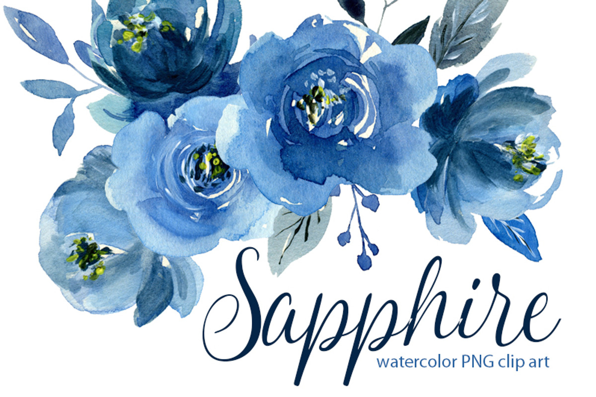 Watercolor indigo blue flowers roses, a Graphic by GraphicsDish (Photo 1 of 3)