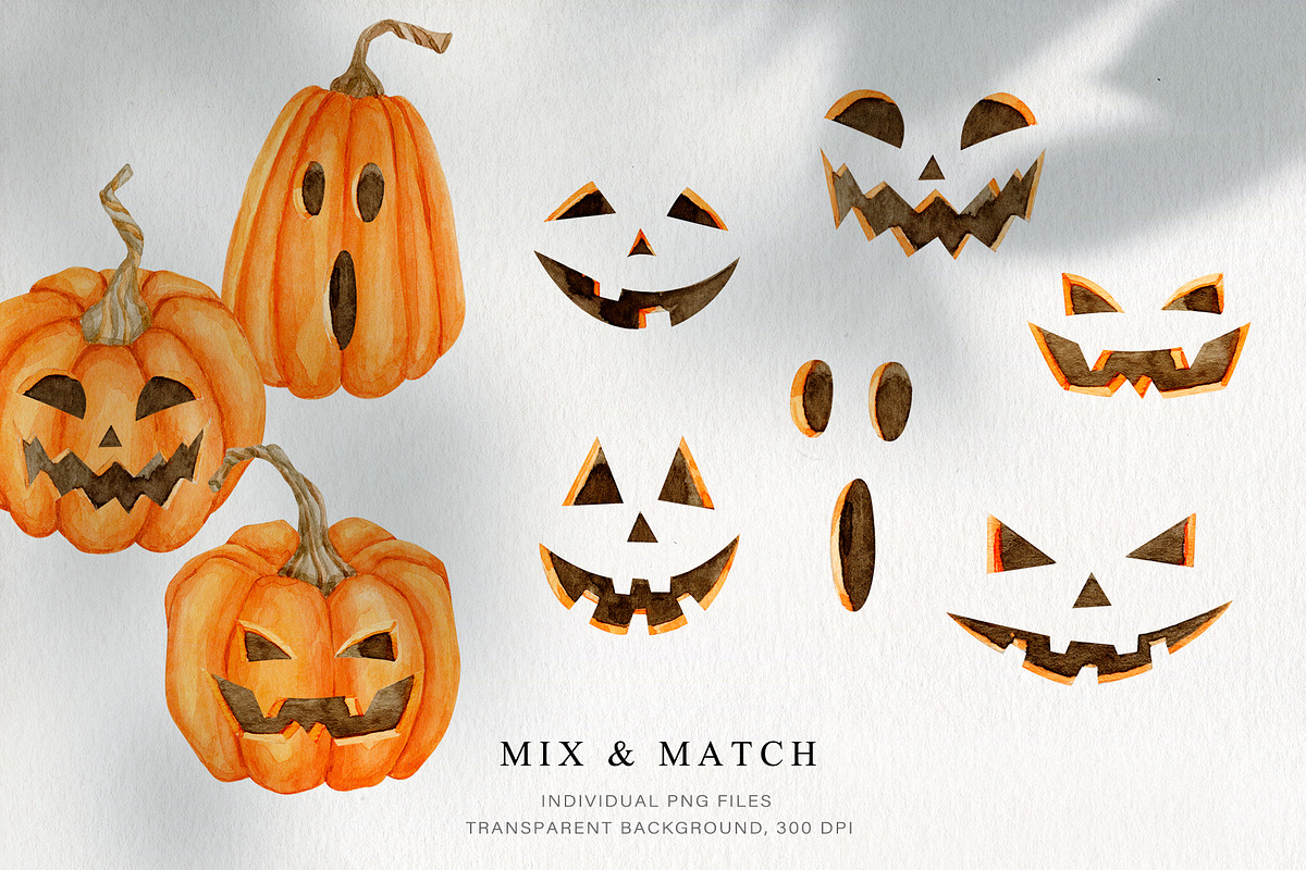Halloween watercolor collection, a Decorative Illustration by CrystalinaShop (Photo 4 of 16)