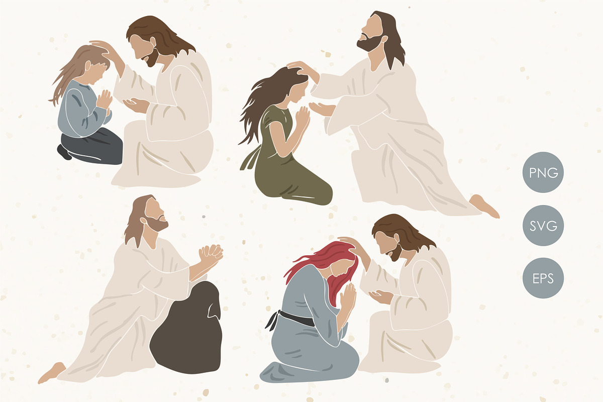 Christian cliparts bundle, a Person Illustration by ⋒DesignECShop⋒ (Photo 8 of 9)