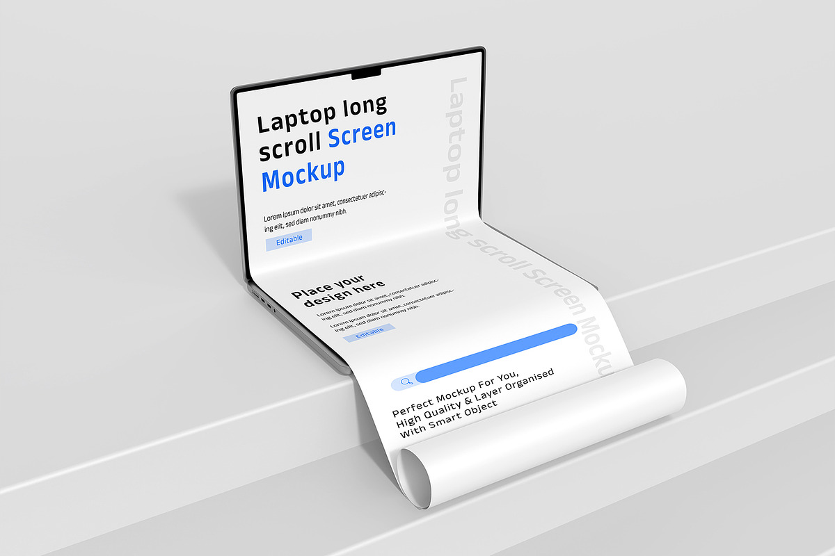 Laptop Website Long Scroll Mockup