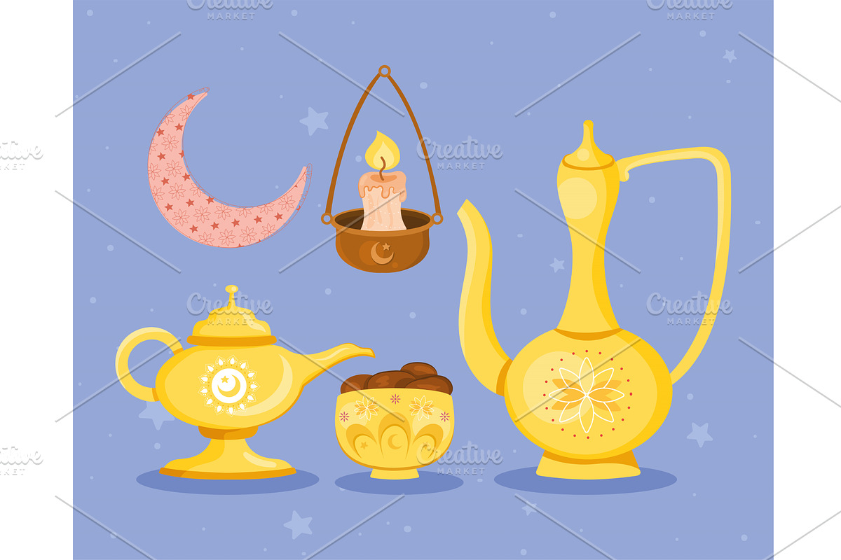 vive eid mubarak icons, an Illustration by studiogstock