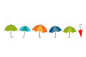 Cartoon isolated umbrellas, an Illustration by LadadikArt
