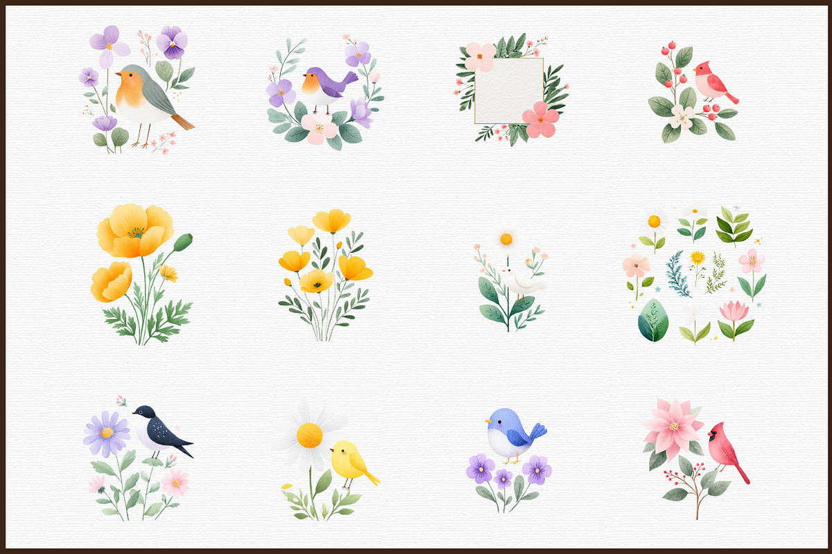 Birth Month Flowers & Birds Procreat, an Illustration by Sublimation Artist (Photo 3 of 6)