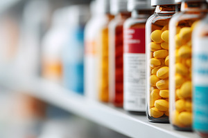 Close up of assorted medicine bottle, a Health & Medical Photo by MistyDay