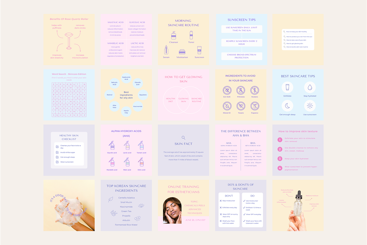 Skincare Instagram Templates | Canva, a Social Media Template by Blog&Glow (Photo 2 of 8)