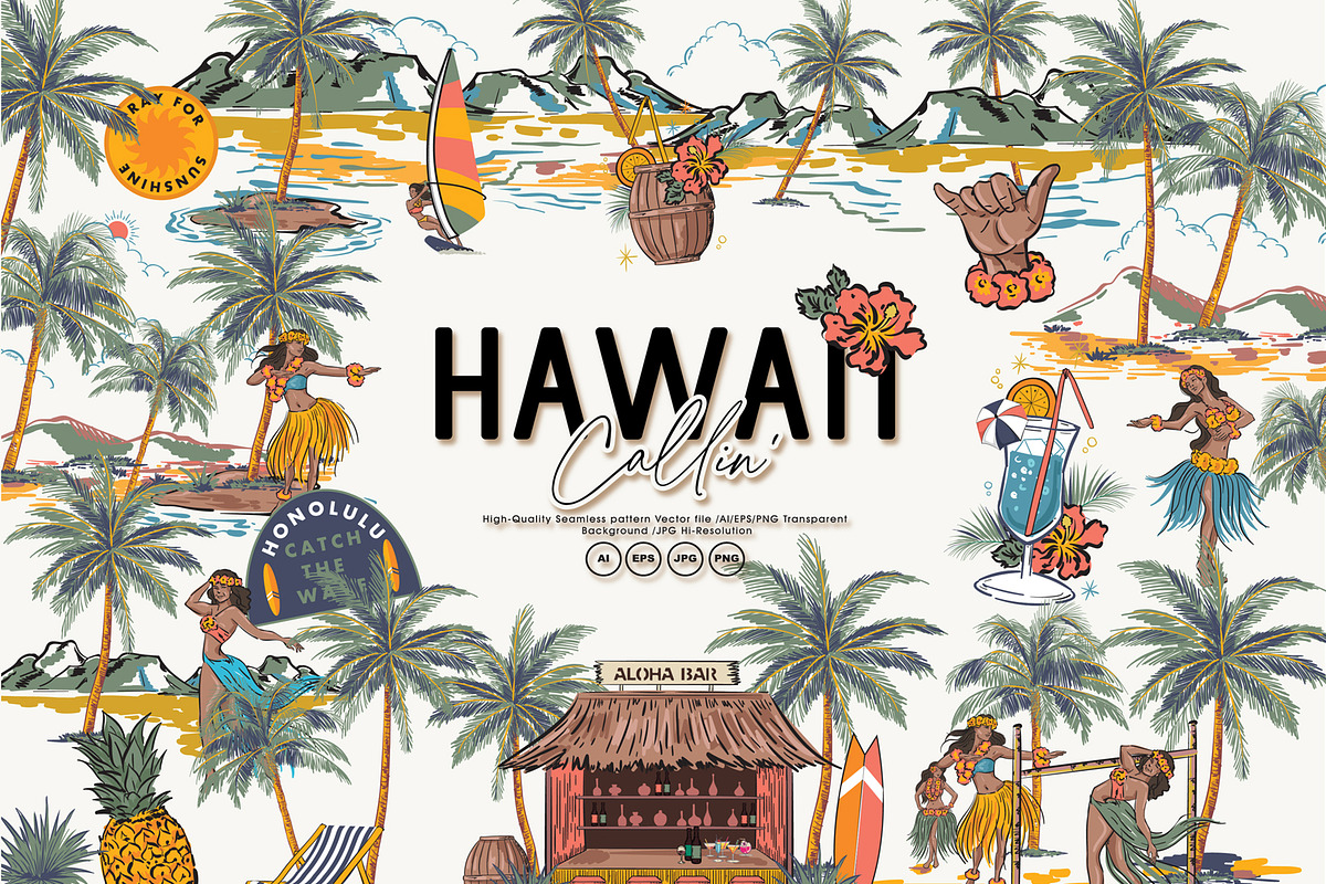 HAWAII Callin', a Pattern Graphic by MSNTY STUDIOX (Photo 1 of 24)