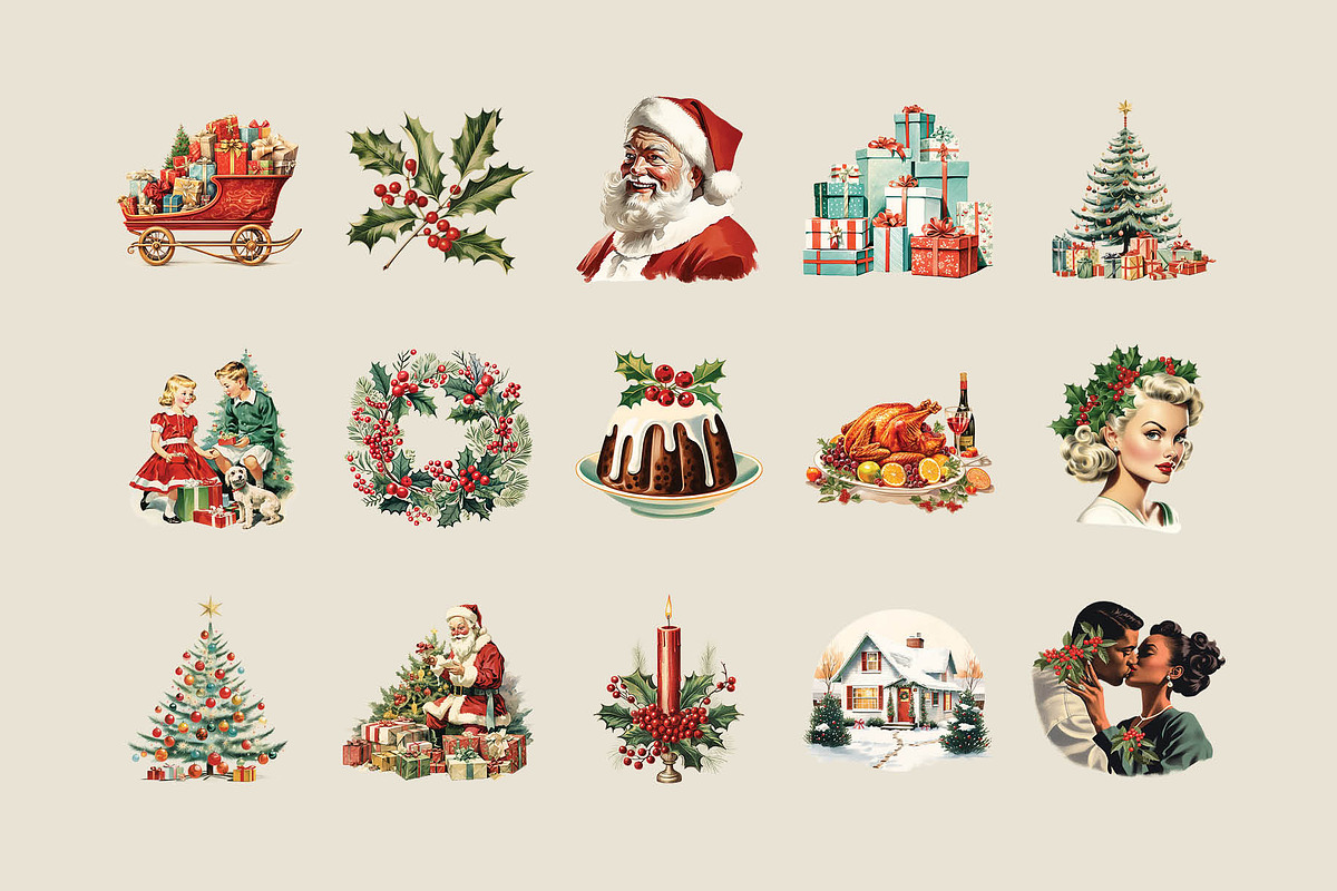 Vintage Christmas Graphics, an Object Graphic by GraphicsByKassy (Photo 2 of 12)