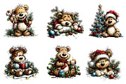 Christmas Bears Clipart, an Illustration by CreationArt (Thumbnail 3 of 5)