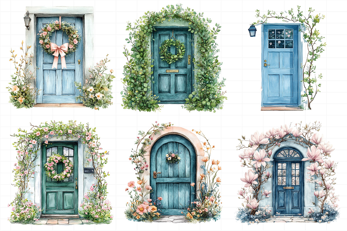 Watercolor Spring Door Clipart, an Illustration by Daily.Designs (Photo 7 of 7)