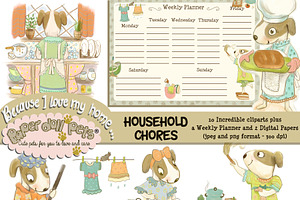 Household Chores- Clipart & Planner
